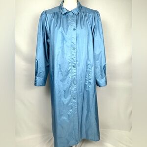 Vintage British Mist Women's Trench Coat Light Blue Lightweight Pockets Size 16